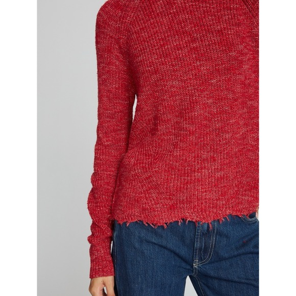 Cotton By Autumn Cashmere Tweed Distressed Scallop Shaker In Salsa Size S - Picture 4 of 11